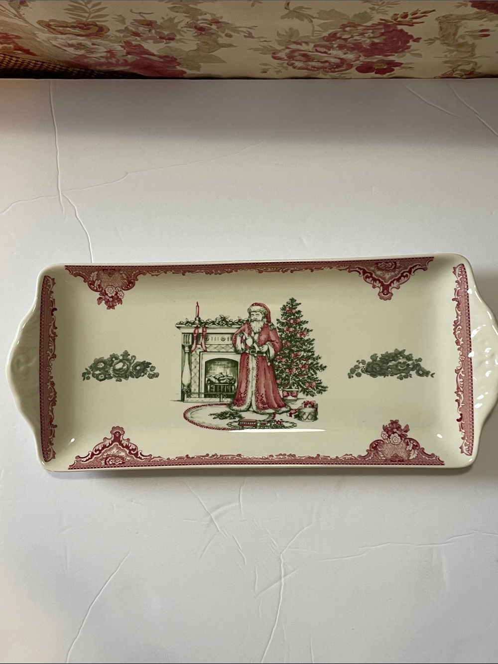 Johnson Brothers Old Britain Castles Pink Christmas Rectangle Platter 15.25in